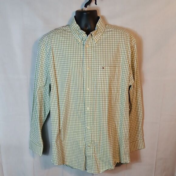 Tommy Hilfiger Classic Fit Green Checkered Button Down Shirt - Picture 1 of 8